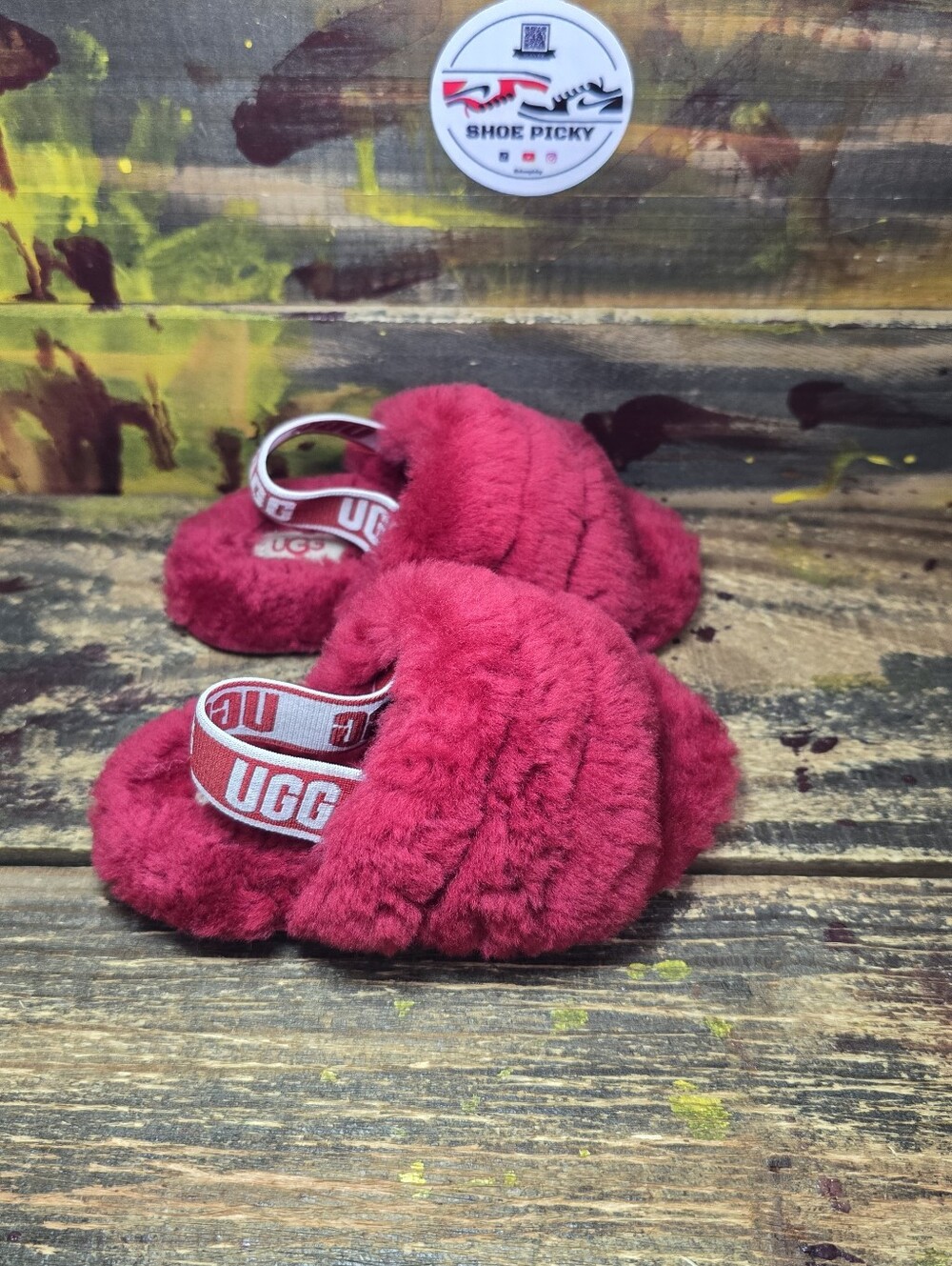 UGG‎ Fluff Yeah Slide toddler red size 7C used once - Picture 3 of 8